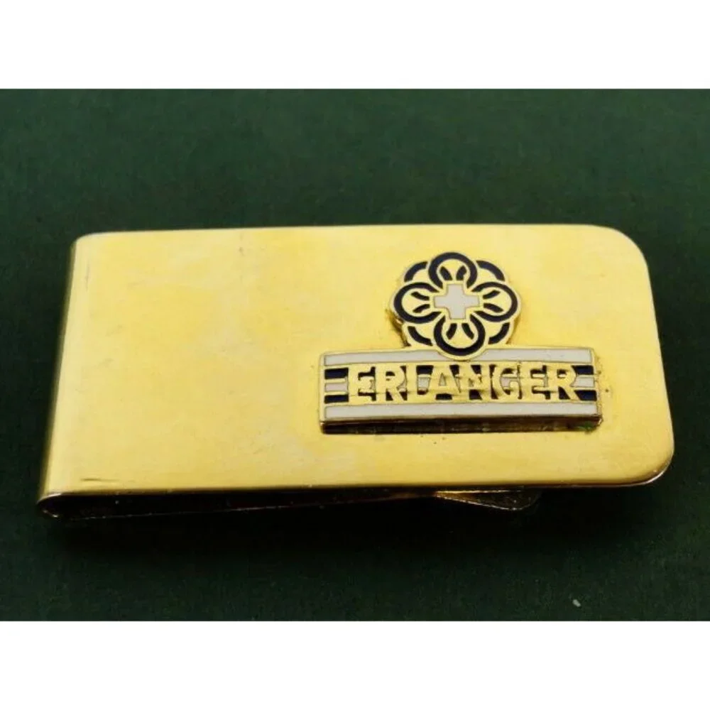 Money Clip Erlanger Health Systems Stainless Steel Gold Tone Credit Card Vintage